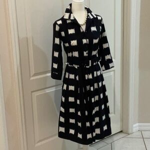 SAMANTHA SUNG Black and White Buttoned Shirt Dress